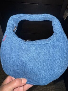 Levi's Denim Crescent Mini Bag with Red Tab Accent